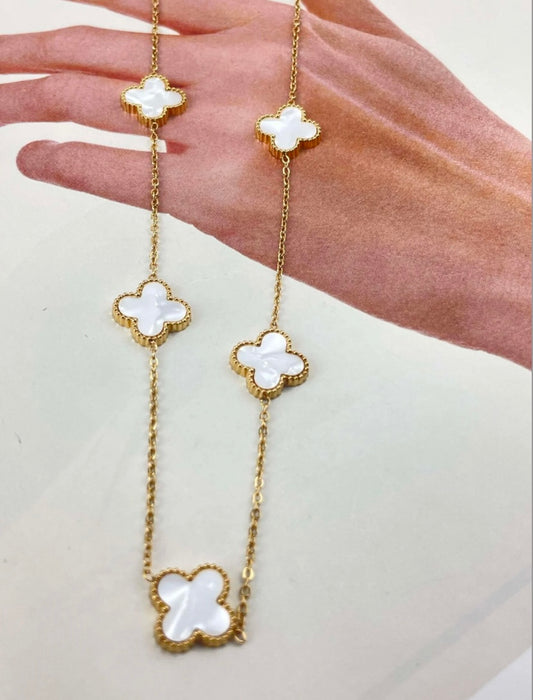 Beyaz Yonca Kolye Van Cleef Model | 316L
